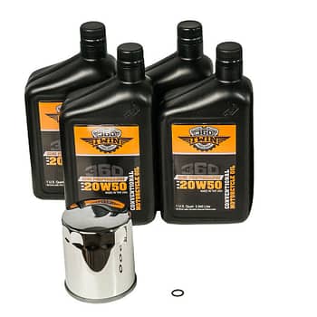 360 Twin™ Evolution / Sportster Conventional Oil Change Kit with Chrome Filter