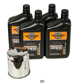 360 Twin™ Synthetic Evolution / Sportster Oil Change Kit with Chrome Filter